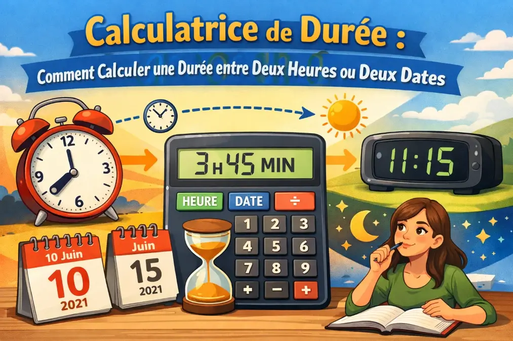 Calculatrice de Durée — Comment calculer une durée entre deux heures ou deux dates